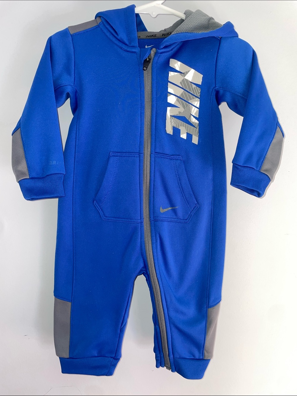 Nike Baby Boys Dri-FIT Hooded Full-Zip Romper 6-12M Blue